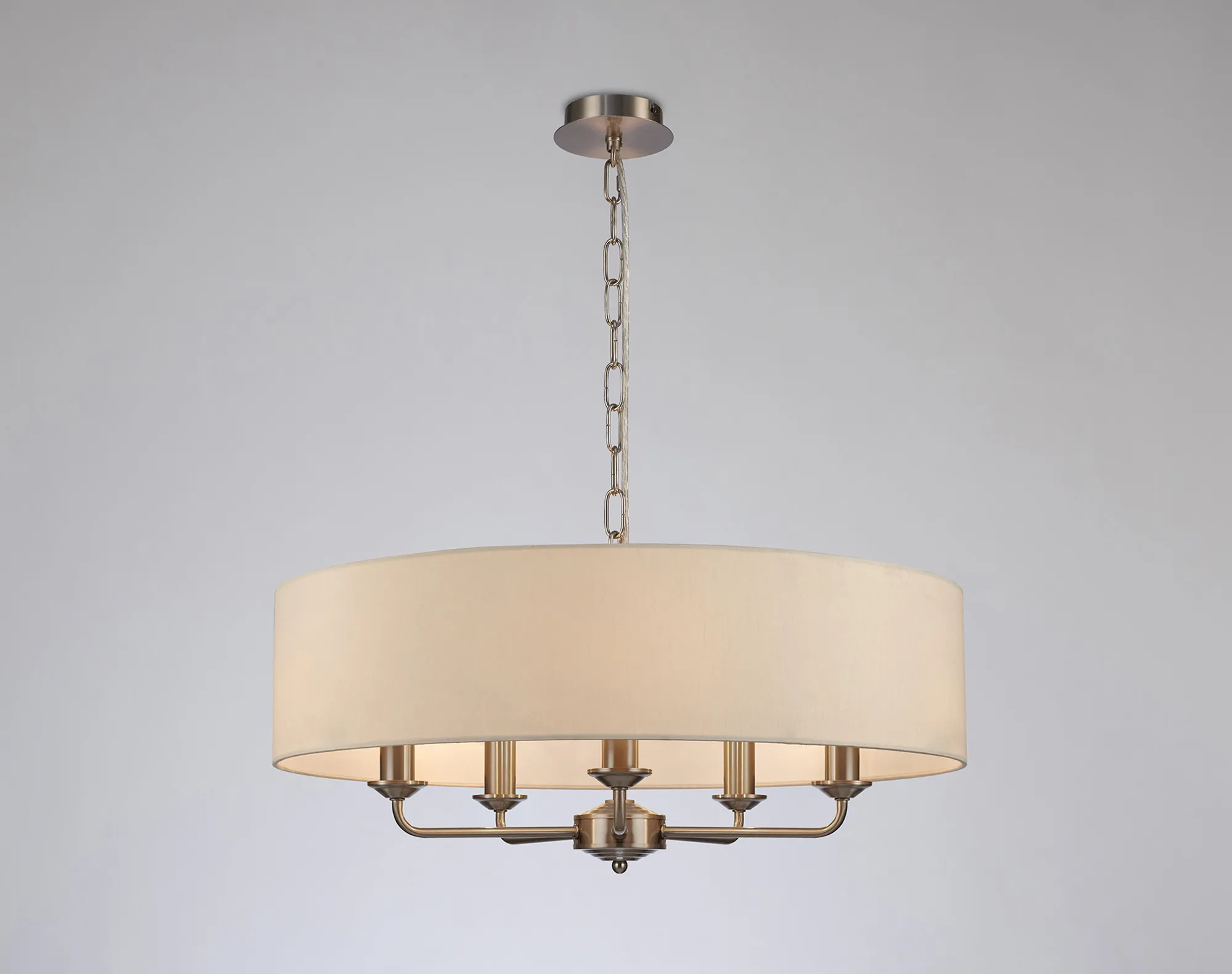 Banyan 60cm 5 Light Pendant Satin Nickel, Ivory Pearl DK0063  Deco Banyan SN IV